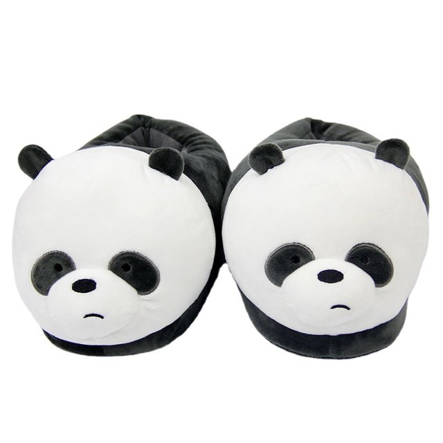 Zapatillas Cute Panda, cálidas, de felpa, antideslizantes, para interiores