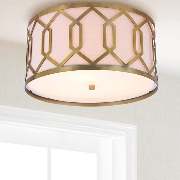 JONATHAN Y Hex 3-Light 16.25" Metal LED Flush Mount, Brass, JYL3500A