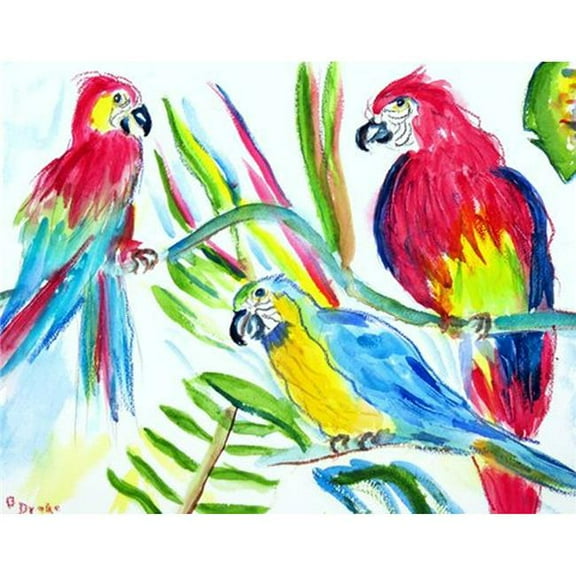 Betsy Drake Three Parrots Outdoor Wall Hanging 24x30
