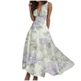 thumbnail image 2 of Summer Dresses for Women 2026 Trendy Sleeveless V Neck Empire Waist Floral Printed Flowy Maxi Dress Boho Beach Dress, 2 of 8
