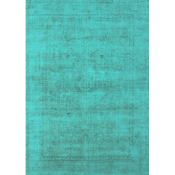 Ahgly Company Indoor Rectangle Oriental Turquoise Blue Industrial Area Rugs, 3' x 5'