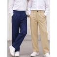 thumbnail image 4 of HILEELANG 4-15 Little/Big Boys and girls Chino Pants Straight Leg Button Front Twill School Uniform Everyday Wear Navy Khaki 2 Pack,Size 4-5T, 4 of 12