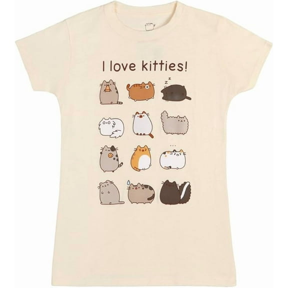 Pusheen I Love Kitties Juniors T-Shirt - Cream (Girl, X-Large)