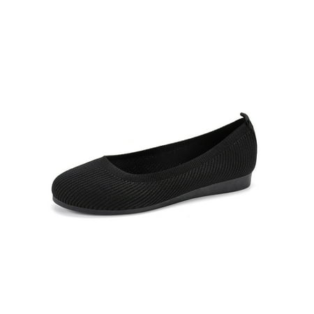 

Ymiytan Women Flats Slip On Casual Shoes Comfort Loafers Work Breathable Fashion Non-slip Black 6.5