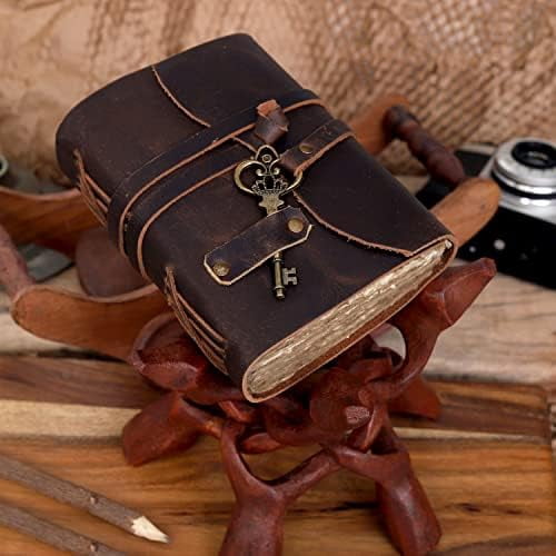Leather Journal for Women Men, Deckle Edge Paper Leather Notebook of 180 GSM, Book of Shadows Journal Blank, Leather Bound Journal diary (Dark Brown)