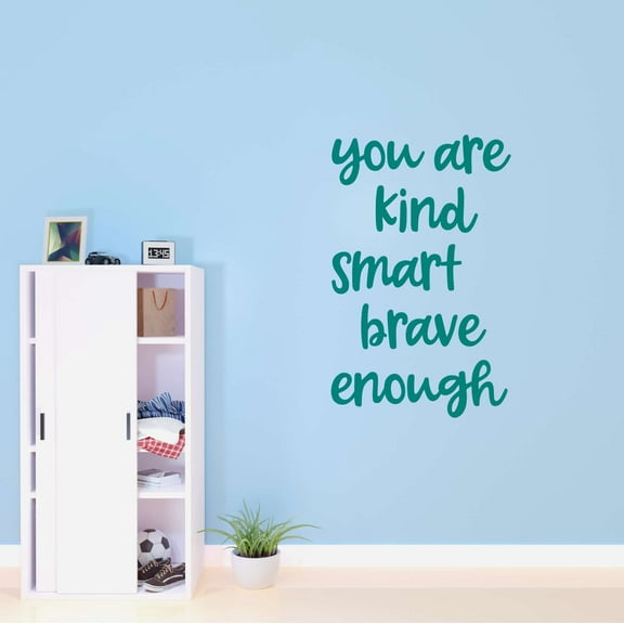 Girls You are Kind Smart Brave Enough Inspirational Quotes & Sayings Wall Decal Decoration Beautiful Strong Worthy Enough Motivational Teen Lasts Years and Easily Removable - Size: 12 In(W) x 20 In(H)