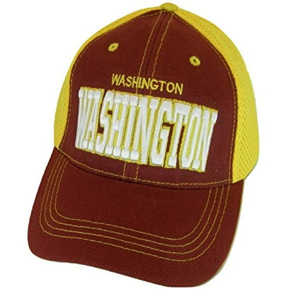 Washington Solid Front Air Mesh Back Adjustable Baseball Cap (White/Burgundy)