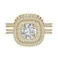 thumbnail image 2 of 1.8 ct Brilliant Round Cut White Sapphire 18K Yellow Gold Halo Solitaire with Accents Engagement Bridal Wedding Ring Band Set size 4.75, 2 of 7