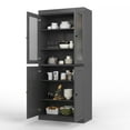 thumbnail image 2 of Palace Imports 100% Solid Wood 32" Pantry Cabinet with Solid, Frosted Glass Doors and Adjustable Shelves, Gray, 2 of 5