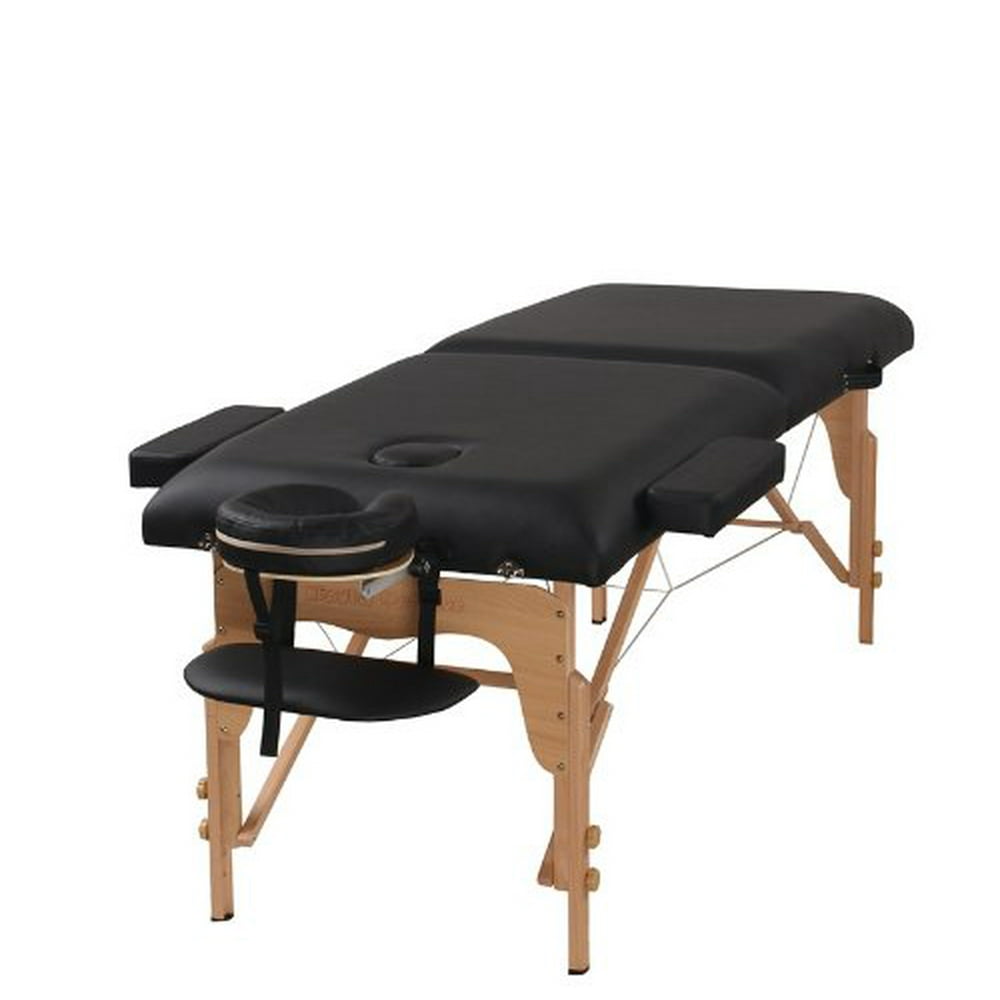 The Best Massage Table 3" Foam 2 Fold Black Portable Massage Table PU