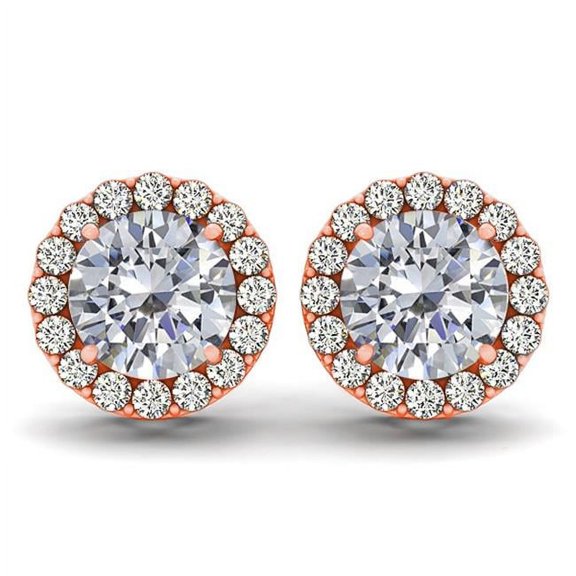 E827TZ-4.0mm-I-i-1 4.0 mm 14K Rose Gold I Color I-1 Diamond Earring