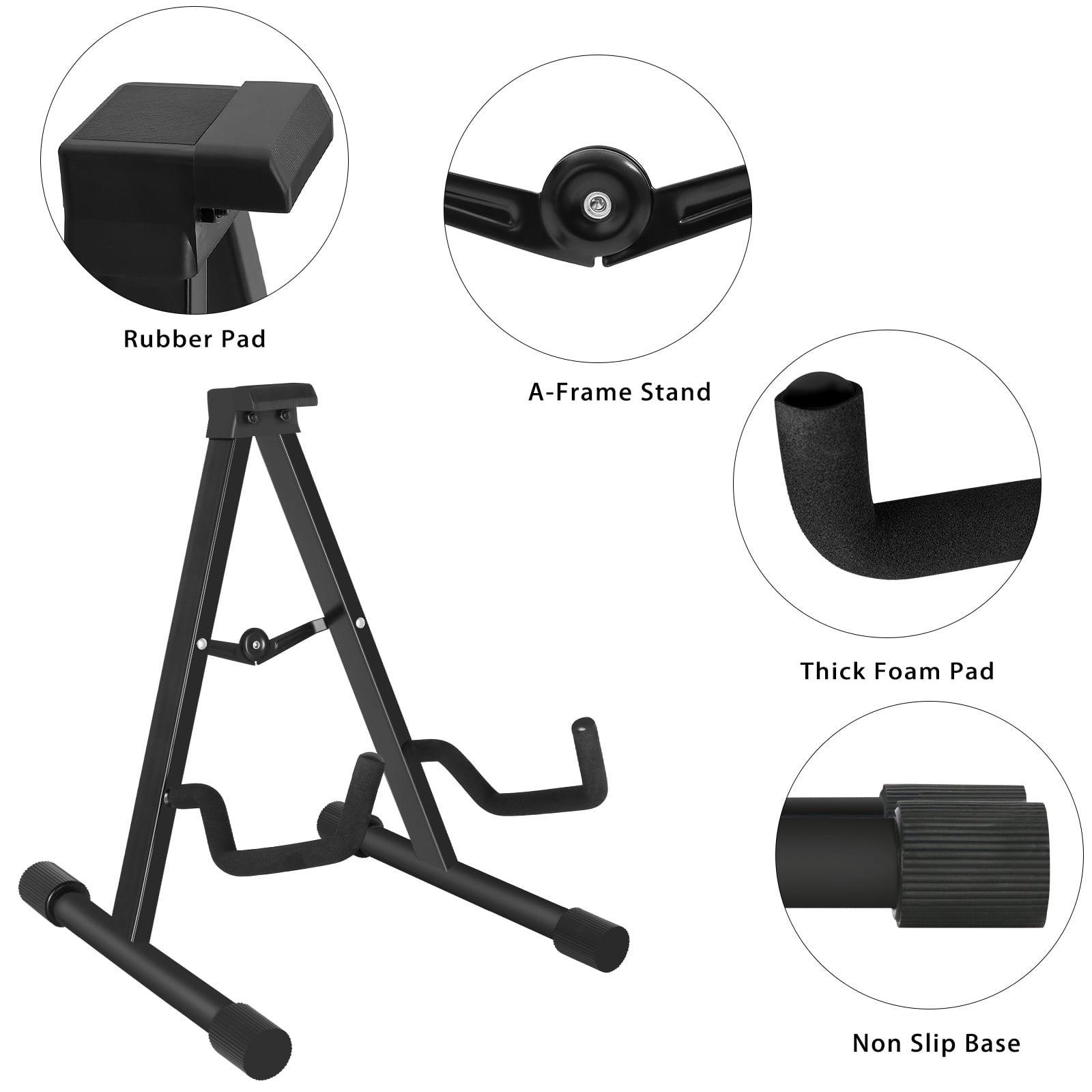 EASTROCK Guitar Stand with Foam Arms & Rubber Pad A-Frame Universal Portable Guitar Stands for Bass Acoustic Electric,Black
