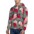 thumbnail image 3 of Naloa Rose Flowers Men's Casual Hooded Collar Drawstring Hoodies Pullover Sweatshirts Casual Long Sleeve Shirts-Small, 3 of 7
