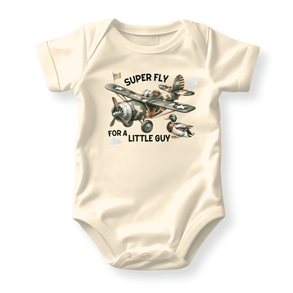 Super Fly For A Little Guy Airplane Baby Bodysuit, Newborn Outfit, Baby Clothes, Gift for Children 12m Natural