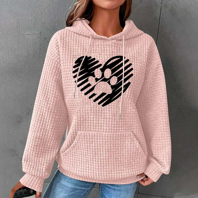 DPTALR Women Print Round-Neck Long Sleeve Loosen Single Sweatshirt Tops Pullover Blouse