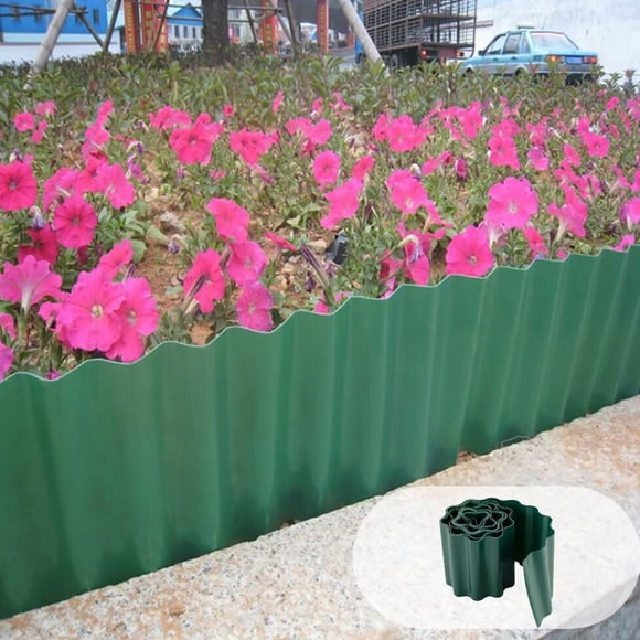 Clôture de Jardin en Plastique avec Piquets de Fixation au Sol - Bordure de Parterre de Fleurs et de Pelouse, Clôture Décorative, Vert, JKODE