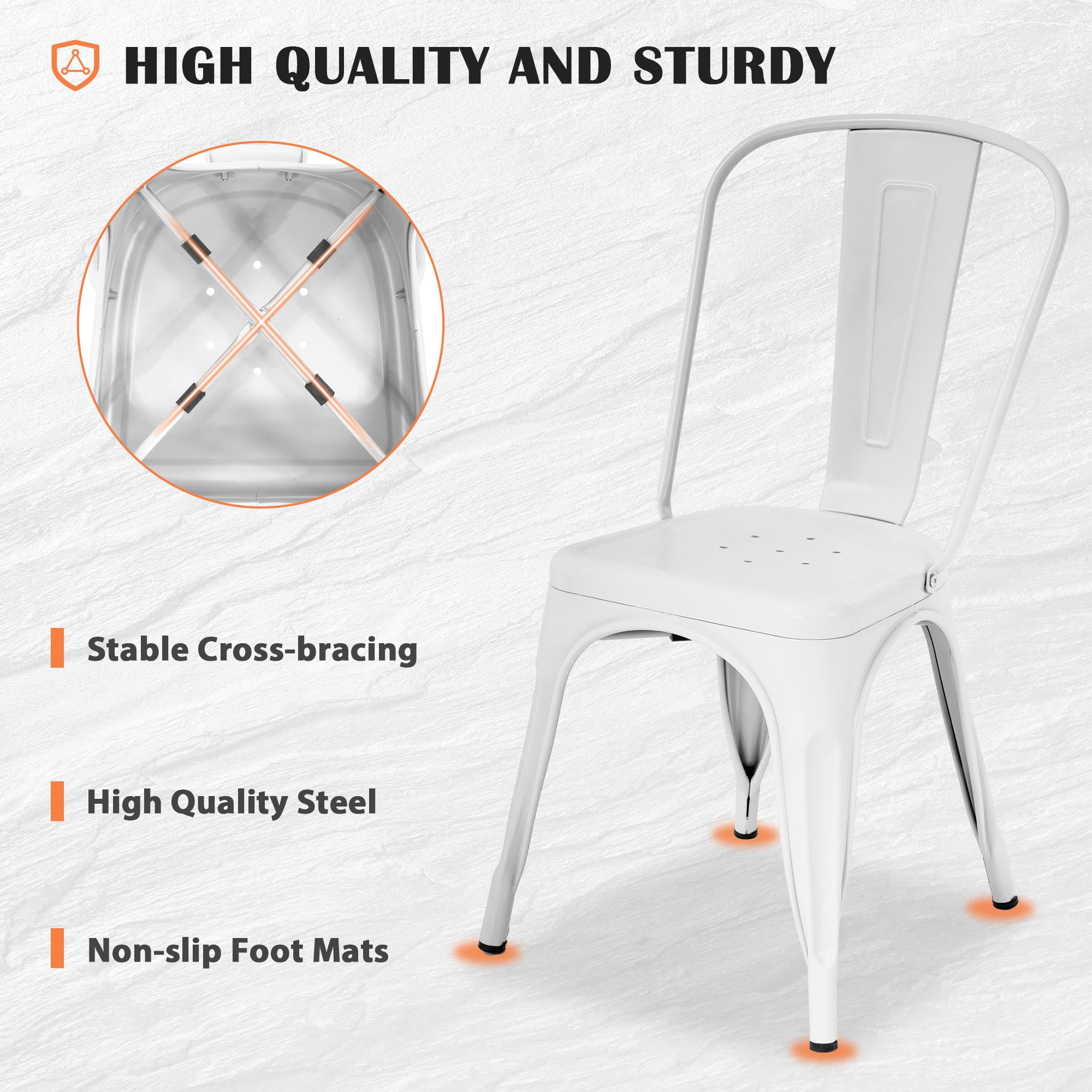 CL.HPAHKL Dining Chairs Set of 4, Metal Kitchen Chairs 330LBS Weight Capacity, Stackable Indoor Outdoor Chairs for Kitchen Dining Room Café Restaurant Bistro Patio Bar Chairs, Cream