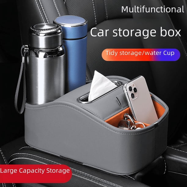 Caja de almacenamiento para reposabrazos de coche, caja de almacenamiento de cuero central para asiento, caja de almacenamiento multifunción, caja de almacenamiento para coche