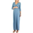 thumbnail image 2 of Mother Bee Maternity V-Neck 3/4 Sleeve Ruched Waist Dress, 2 of 4