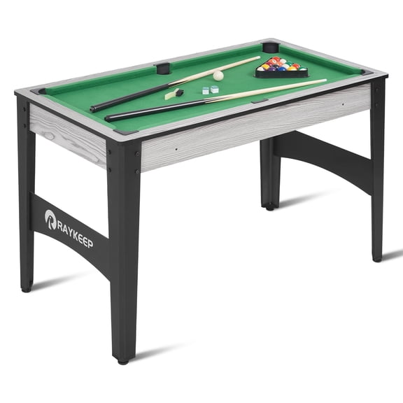4FT Portable Pool Table Set, Billiard Game Table with 2 Cue Sticks & Ball Set, Indoor Pool Table for Adults, Kids & Family Game Room