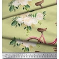 thumbnail image 2 of Soimoi Beige Poly Georgette Fabric Roses & Bicycle Transport Print Sewing Fabric Yard 52 Inch Wide, 2 of 3