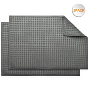 Reversible Dish Drying Mat for Kitchen,2 Pack, Microfiber Counter Mat - 20" x 15" (Gray)