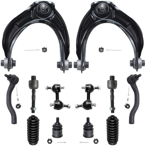 Detroit Axle - Front 12pc Suspension Kit for 2008-2012 Honda Accord 2008 2009 2010 2011 2012, 2 Upper Control Arms 2 Lower Ball Joints 2 Sway Bars 4 Tie Rods 2 Boots Replacement