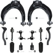 Detroit Axle - Front 12pc Suspension Kit for 2008-2012 Honda Accord 2008 2009 2010 2011 2012, 2 Upper Control Arms 2 Lower Ball Joints 2 Sway Bars 4 Tie Rods 2 Boots Replacement
