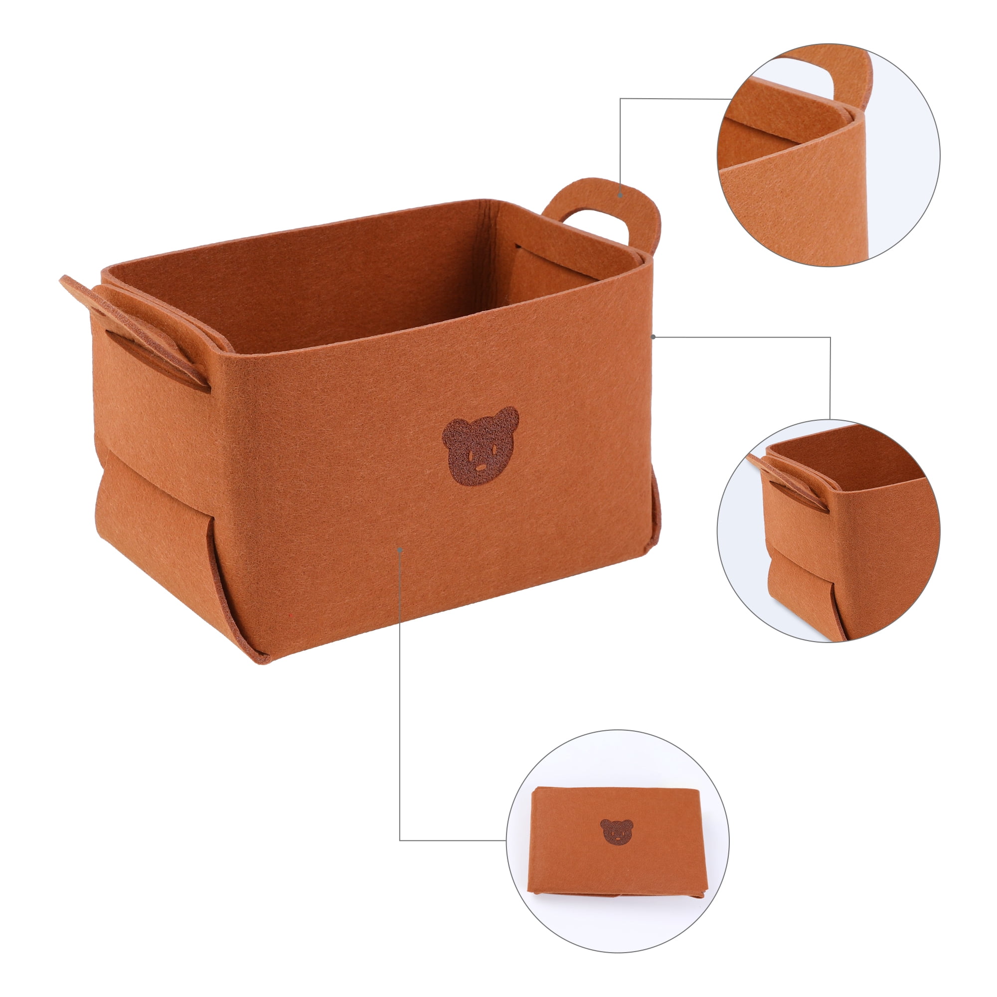 Unique Bargains Set of 3 Collapsible Storage Bins Brown 7.1*5.1*4.3in