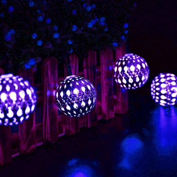 LINLIN Moroccan String Light, 4.5m 20LED Solar Moroccan Ball Outdoor String Lights Solar Metal Ball Lights with 8 Mode Waterproof for Garden