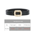 thumbnail image 4 of INSPIRE CHIC Women's Mother's Day Pearl Buckle Waist PU Leather Belt Skinny Adjustable Dress Pants Waistband Black 40.2x0.7", 4 of 6