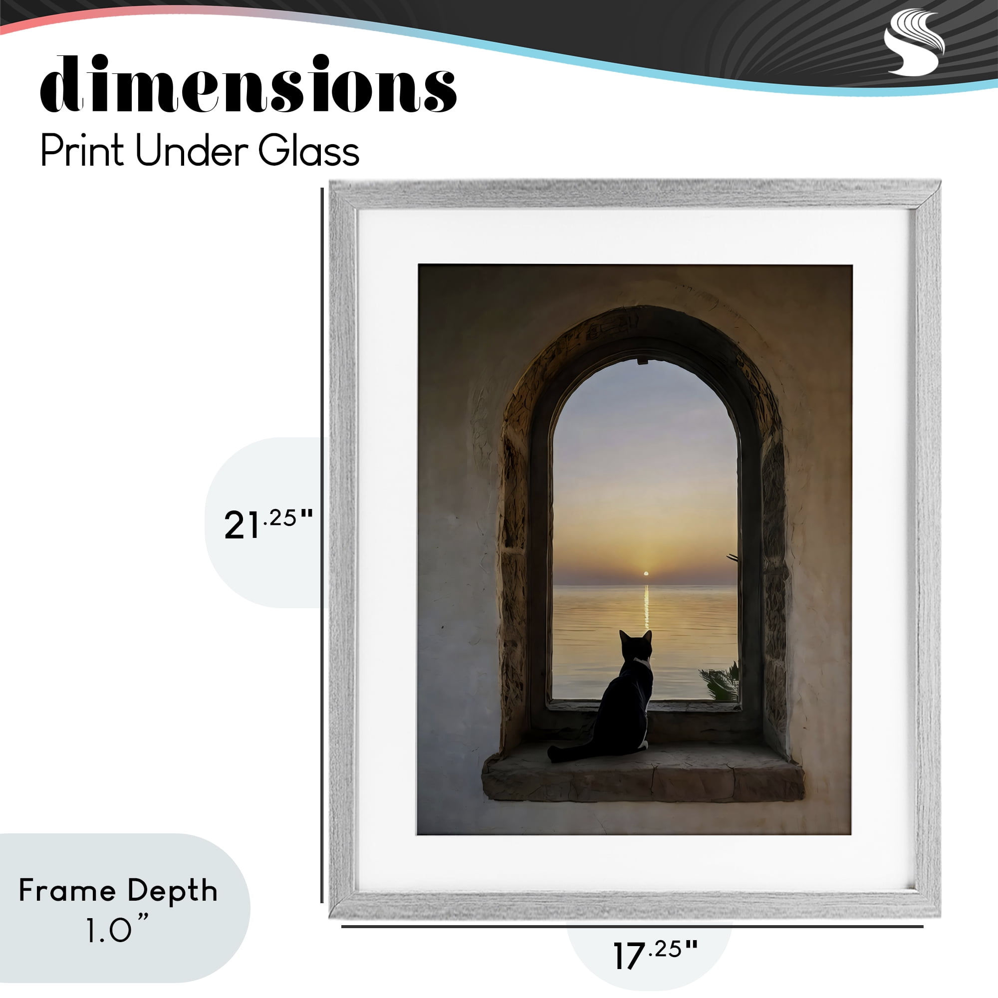 Stupell Industries Cat Overlooking Water at Sunset Gray Framed Print Under Glass, design by Creative Studio