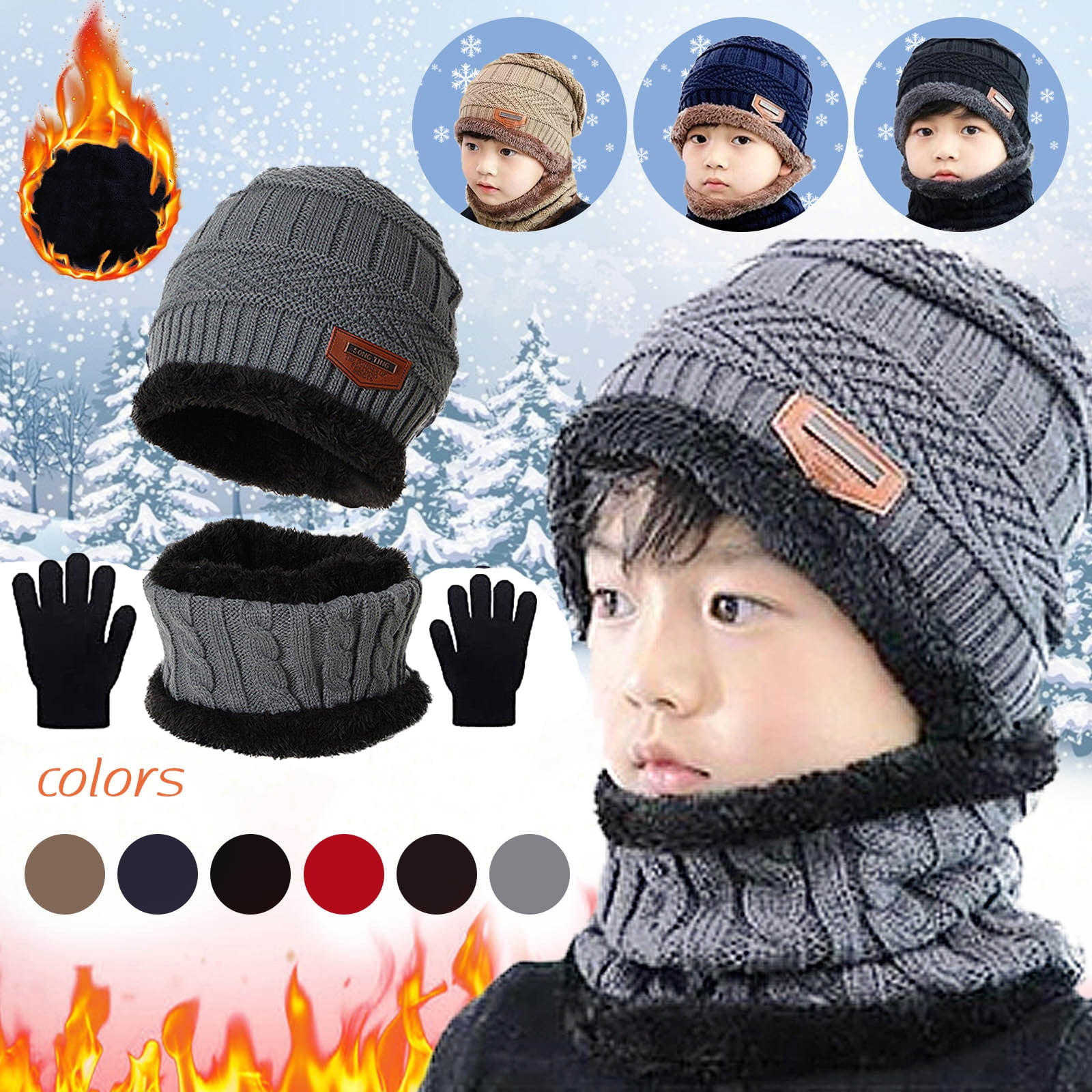 Boys hat scarf sales and gloves set