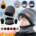 3Pcs Kids Winter Beanie Hat Scarf Gloves Set for 512 Years Old Boys Girls, Beanie Scarf Gloves