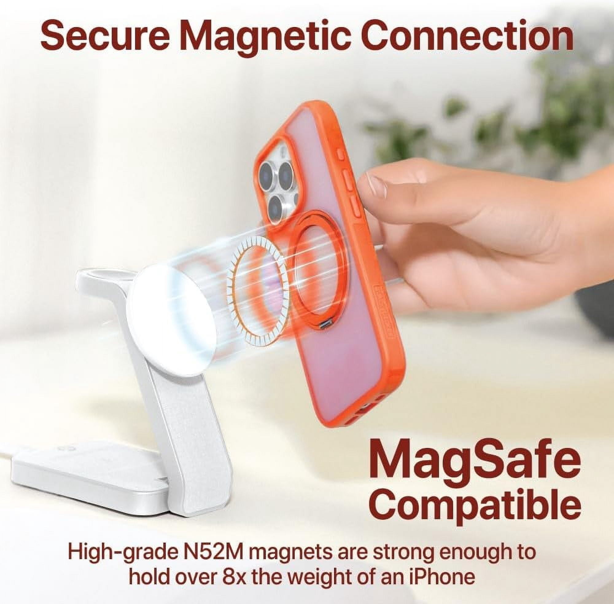 BLACK+DECKER 360°Spin Magnetic Stand for iPhone 16 Pro Case, Compatible with MagSafe Protective Stylish for iPhone 16 Pro Case for Women, Ostand Kickstand Rotatable, Lanyard, Extra Buttons, Coral