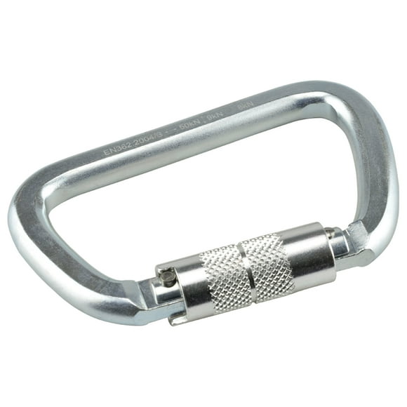 Mosqueton De Acero Tipo D Con Seguro 50Kn Gim Sports Gm-117