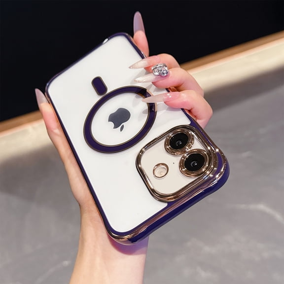 For iPhone 16e Cute Plating Case[Compatible with Magsafe] for Women Girls Electroplated Rubber Soft TPU Shockproof Camera Protection Bumper Cover for iPhone 16e,Darkpurple