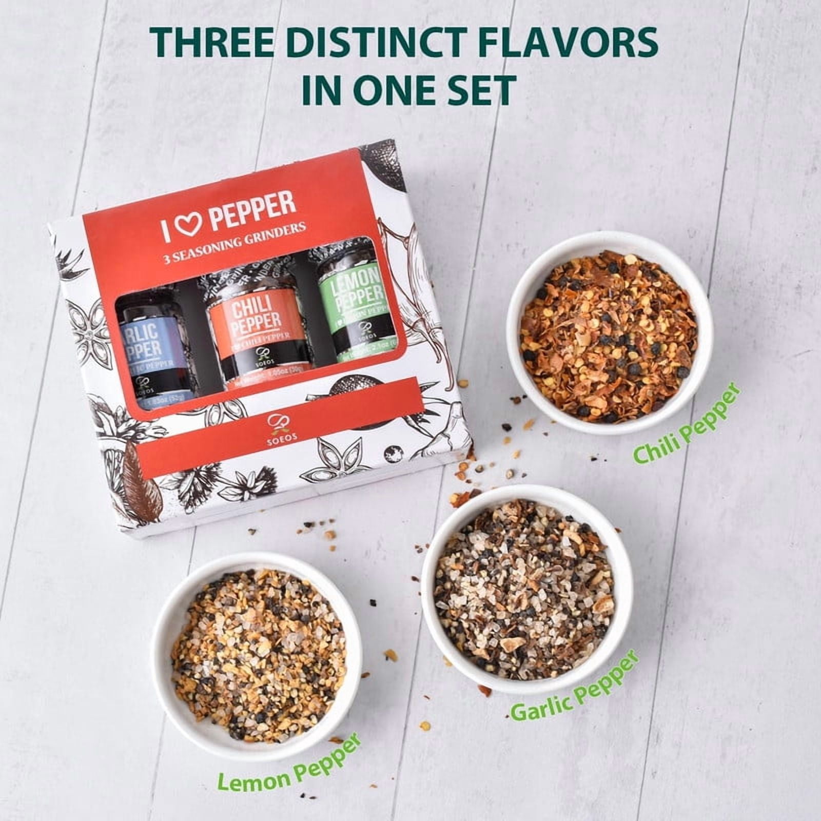 Soeos I Love Pepper Spice Seasoning Set of 3, 4.98oz (142g)