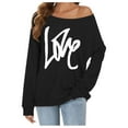 thumbnail image 2 of Women's Plus Size Casual Long Sleeve Off Shoulder Top Letter Print Comfortable Blouse Loose Fit Tunic Stylish Fall Fashion, 2 of 2