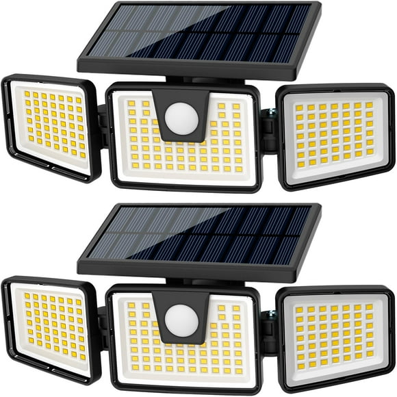 Luces Solares para Exterior AmeriTop Paquete de 2 con 3 Cabezas LED IP65