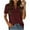 Wine-24, variant on Mittory Women Summer Casual V Neckline Chiffon Blouses Loose Tunic Short Sleeve Tops