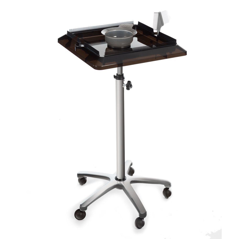 iKayaa Salon Tray Aluminum Alloy Adjustable Height Salon Rolling Tray