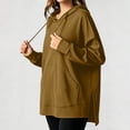 thumbnail image 4 of Hoodies for Women Long Sleeve Pullover Kangaroo Pocket Side Slit Oversized Casual Going Out Tops, 4 of 6