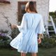 thumbnail image 1 of Vestido de manga acampanada, vestido de encaje con cuello en V y cuello en V, poliéster lavable para compras y citas Demonsen None, 1 of 5