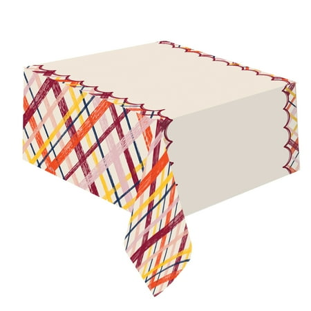 Packed Party "Harvest the Good" Table Cover, Assorted Fall Color, Reusable 84" x 54"