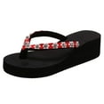 thumbnail image 6 of Flower Rhinestones Flip Flop Sandals for Women 2025 Summer Beach Platform Wedge High Heel Dressy Slides, 6 of 10