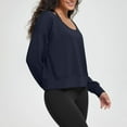 thumbnail image 4 of CQONEPT Womens Sweatshirts Scoop Neck Casual Pullover Tops Long Sleeve Tunic Tops Solid Fall Fashion Clothes Navy M, 4 of 6