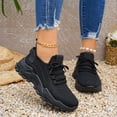 thumbnail image 2 of Women's Platform Running Shoes Breathable Lace Up Tennis Shoes Lightweight Non Slip Mesh Slip on Sneakers Black Size 6.5, 2 of 5