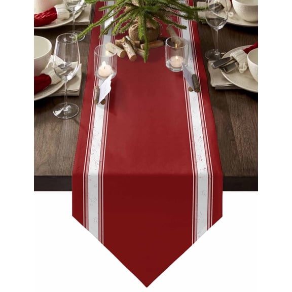 Table Runner Dresser Scarves Christmas Minimalist Art Cotton Linen Burlap Table Cover Red and White Stripe Line Table Runners for Family Kitchen Dining Holiday Party Banquet Decor