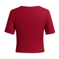 thumbnail image 3 of IWEMEK Summer Tops for Women Short Sleeve Crew Neck Crop Shirt Fashion Chic Winered Basic Tops Pullover Size XL, 3 of 7